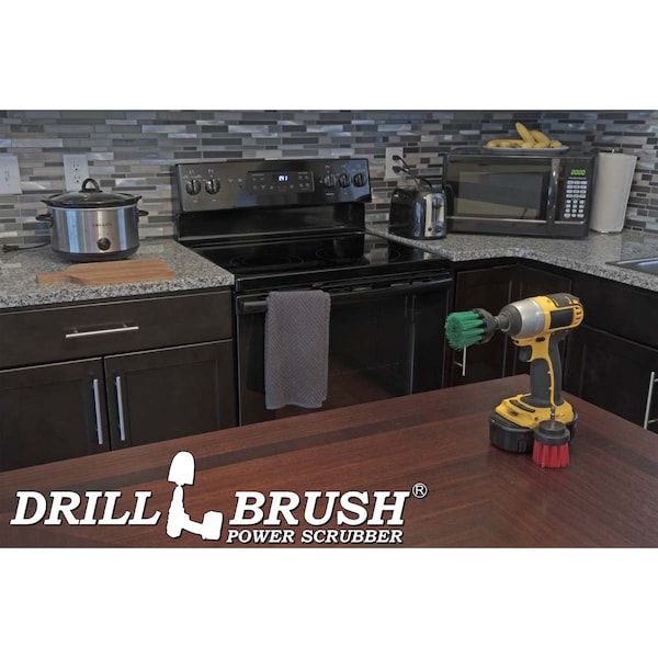 Accesorios de cocina Drillbrush - Cepillo redondo - Fregadero de cocina - Cepillo para taladro - 2IN-L-GR-QC-DB