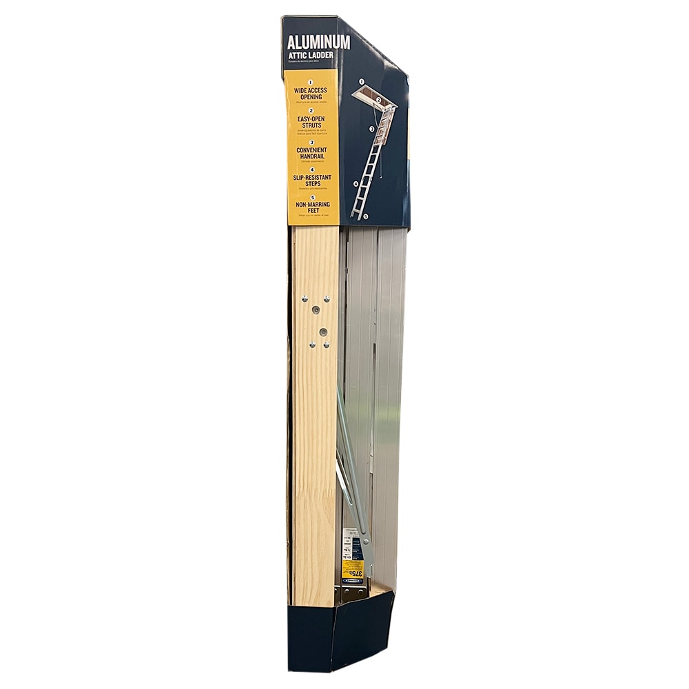 Escalera de ático plegable de aluminio Werner de 8 pies a 10 pies (abertura bruta: 22.5 pulgadas x 54 pulgadas) con capacidad de 375 libras AH2210C