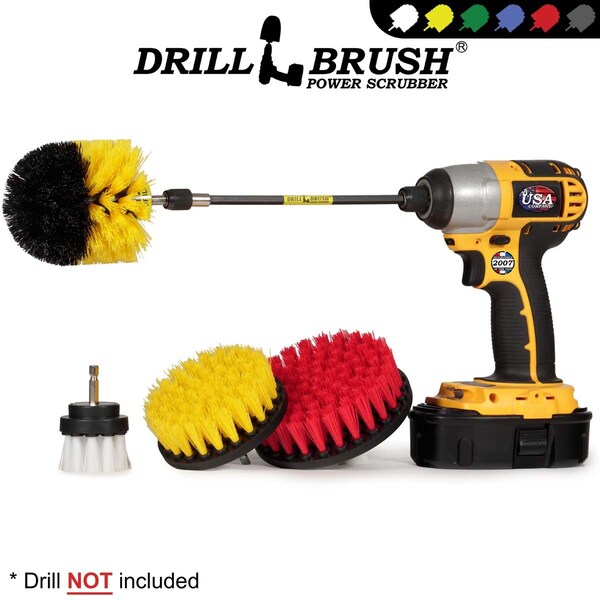 Cepillo eléctrico para taladro Power Scrubber de Useful Products 7 pulgadas de ancho 5 pulgadas de largo, Variedad - S-W2-Y4O-R5-7X-QC-DB