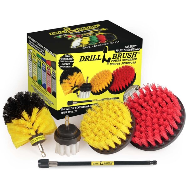 Cepillo eléctrico para taladro Power Scrubber de Useful Products 7 pulgadas de ancho 5 pulgadas de largo, Variedad - S-W2-Y4O-R5-7X-QC-DB