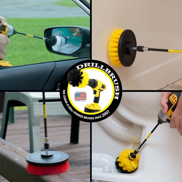 Cepillo eléctrico para taladro Power Scrubber de Useful Products 7 pulgadas de ancho 5 pulgadas de largo, Variedad - S-W2-Y4O-R5-7X-QC-DB