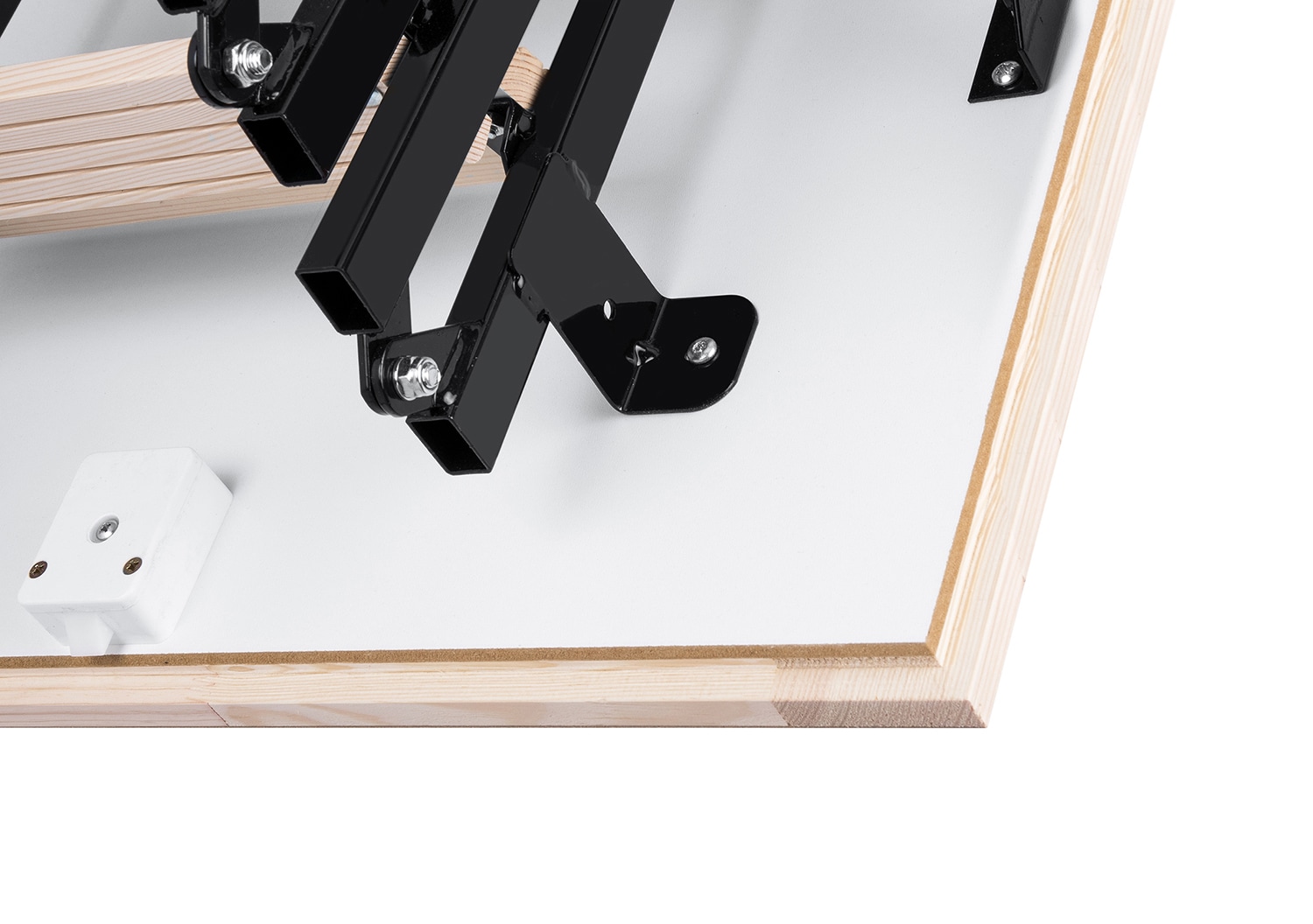 Escalera de ático plegable aislada de metal STAIRLUXE de 8 pies a 8.54 pies (apertura bruta: 28.35 pulgadas x 32.29 pulgadas) con capacidad de 352 libras UNI3127102.