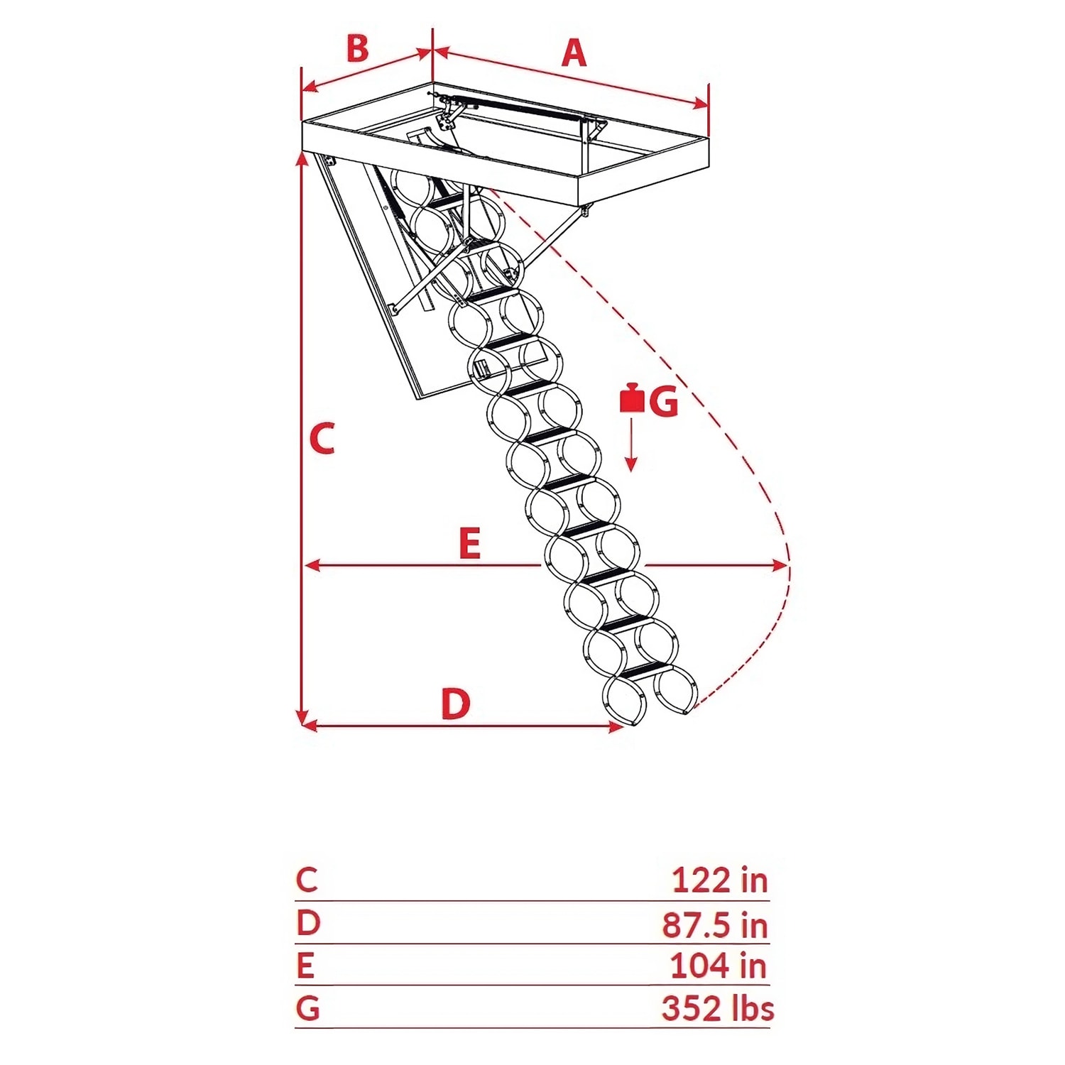Escalera de ático plegable aislada de metal STAIRLUXE de 8 a 10.17 pies (Apertura bruta: 24.41 pulgadas x 32.29 pulgadas) con capacidad de 352 libras LCOMP3123122