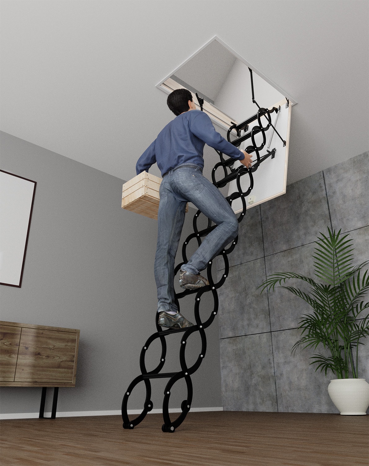 Escalera de ático plegable aislada de metal STAIRLUXE de 8 a 10.17 pies (Apertura bruta: 24.41 pulgadas x 32.29 pulgadas) con capacidad de 352 libras LCOMP3123122