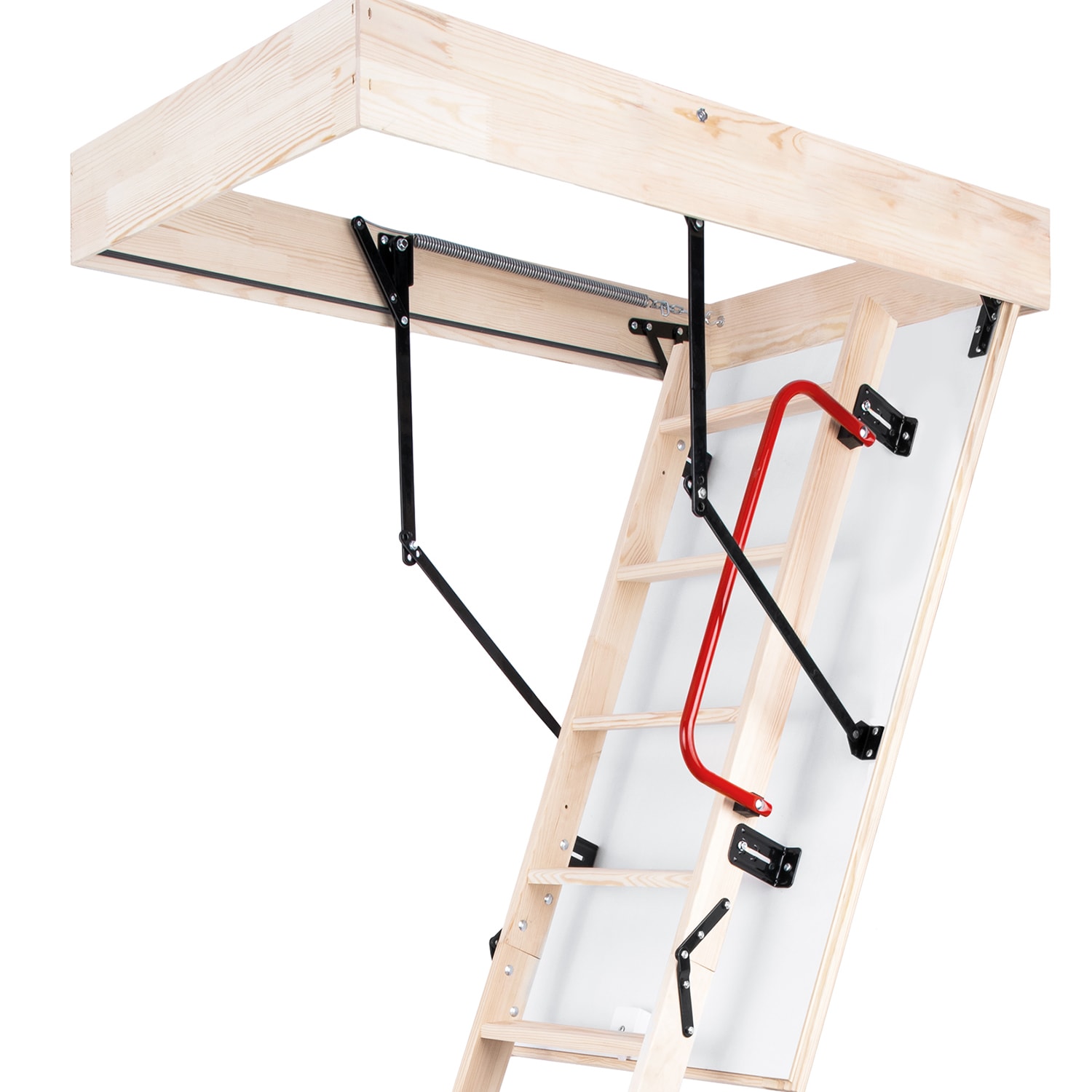 Escalera de ático plegable de madera STAIRLUXE con aislamiento de 7 pies a 10.83 pies (apertura bruta: 22.44 pulgadas x 48.03 pulgadas) con capacidad de 352 libras LALLE4721130
