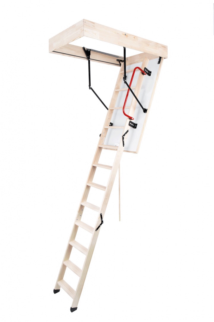 Escalera de ático plegable de madera STAIRLUXE con aislamiento de 7 pies a 10.83 pies (apertura bruta: 22.44 pulgadas x 48.03 pulgadas) con capacidad de 352 libras LALLE4721130