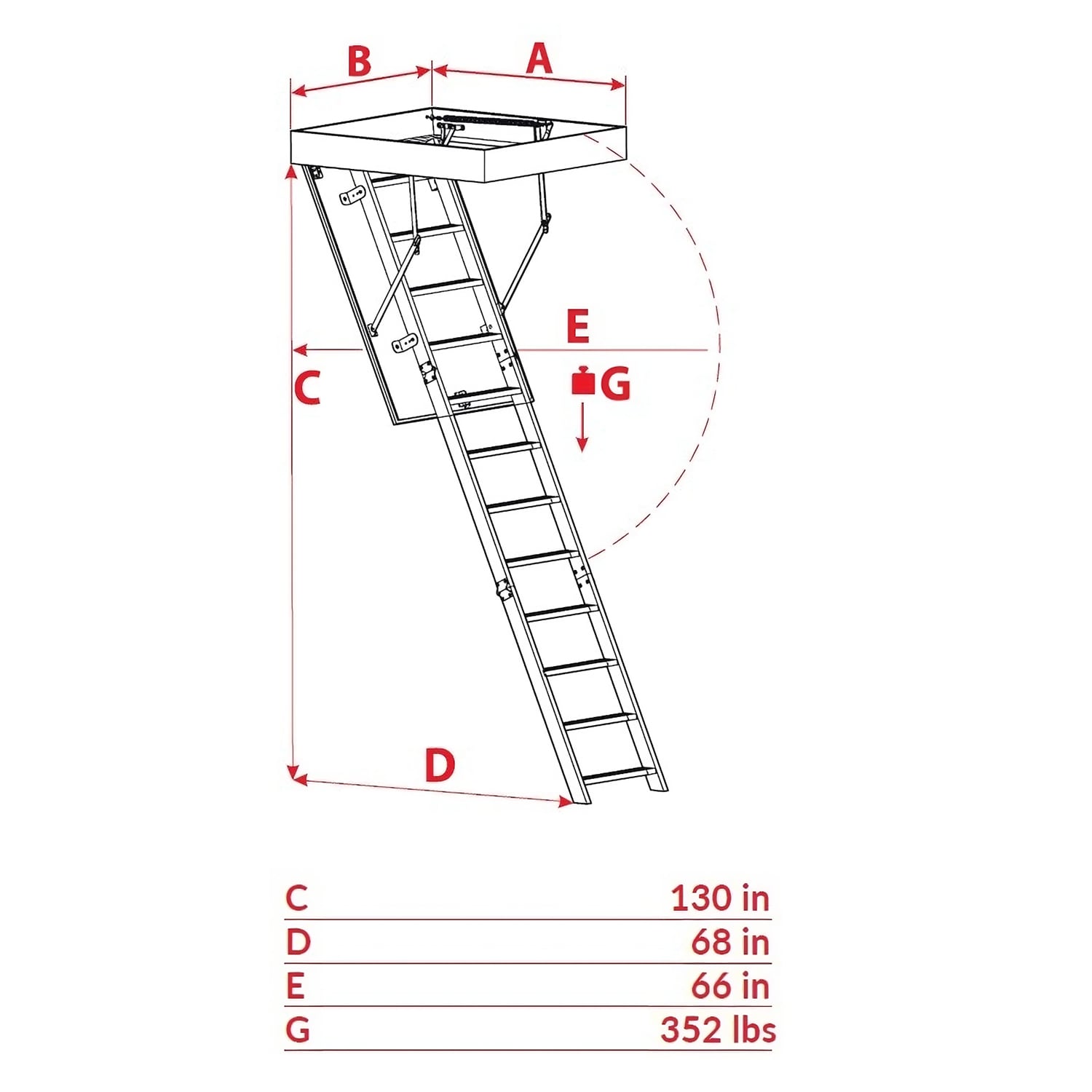 Escalera de ático plegable de madera STAIRLUXE con aislamiento de 7 pies a 10.83 pies (apertura bruta: 22.44 pulgadas x 48.03 pulgadas) con capacidad de 352 libras LALLE4721130
