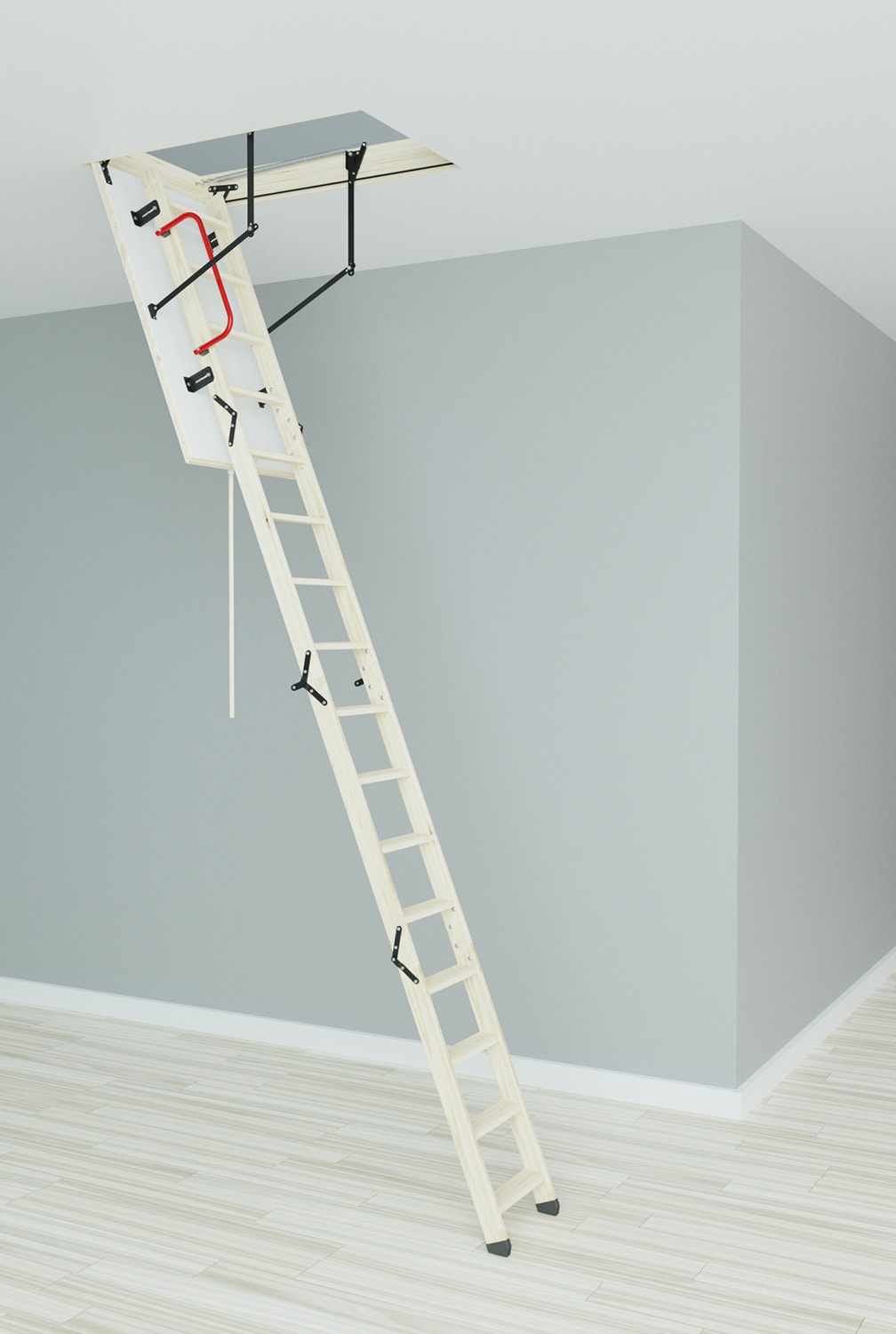 Escalera de ático plegable de madera STAIRLUXE con aislamiento de 7 pies a 10.83 pies (apertura bruta: 22.44 pulgadas x 48.03 pulgadas) con capacidad de 352 libras LALLE4721130