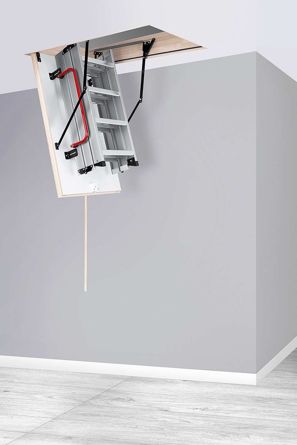 Escalera de ático plegable aislada de aluminio STAIRLUXE de 8 a 9.18 pies (abertura bruta: 24.41 pulgadas x 48.03 pulgadas) con capacidad de 352 libras ALU4723110