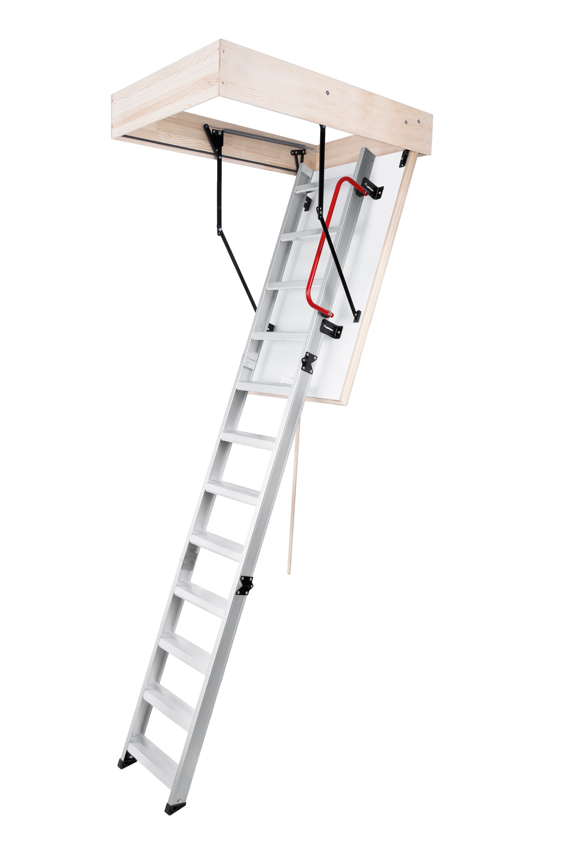 Escalera de ático plegable aislada de aluminio STAIRLUXE de 8 a 9.18 pies (abertura bruta: 24.41 pulgadas x 48.03 pulgadas) con capacidad de 352 libras ALU4723110