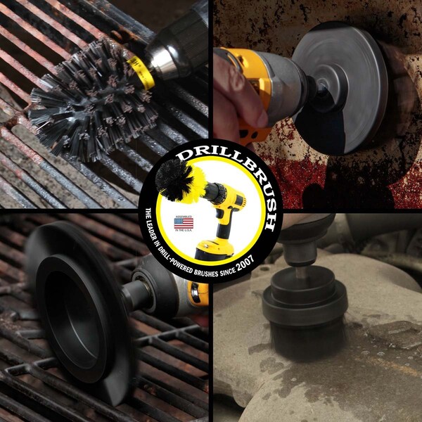 Cepillo de Taladro Power Scrubber de Useful Products 5 pulgadas de ancho 5 pulgadas de largo, negro - K-S-E42O-QC-DB