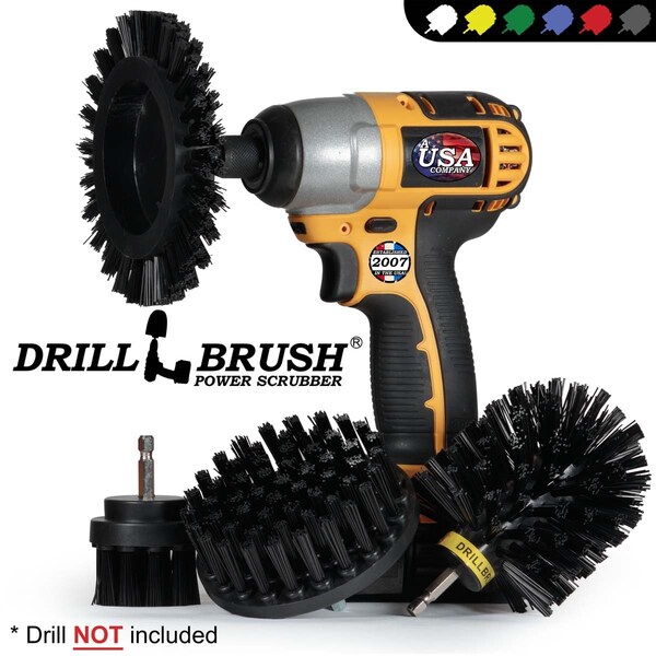 Cepillo de Taladro Power Scrubber de Useful Products 5 pulgadas de ancho 5 pulgadas de largo, negro - K-S-E42O-QC-DB