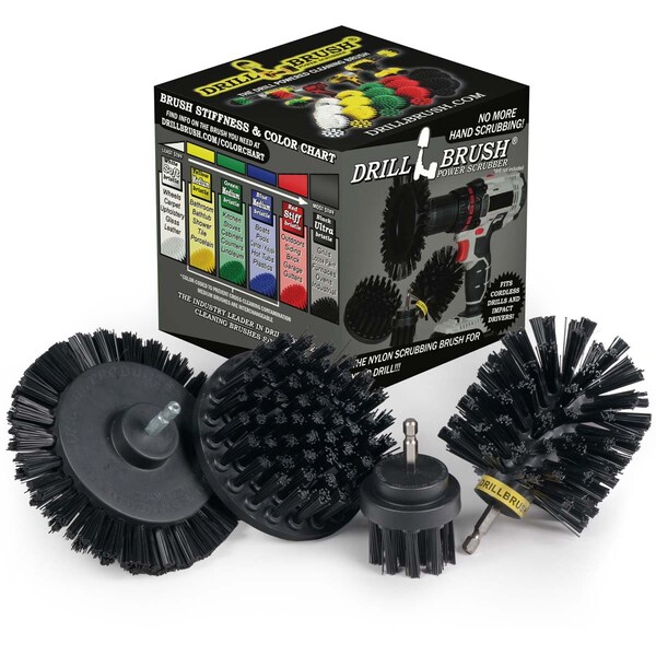 Cepillo de Taladro Power Scrubber de Useful Products 5 pulgadas de ancho 5 pulgadas de largo, negro - K-S-E42O-QC-DB
