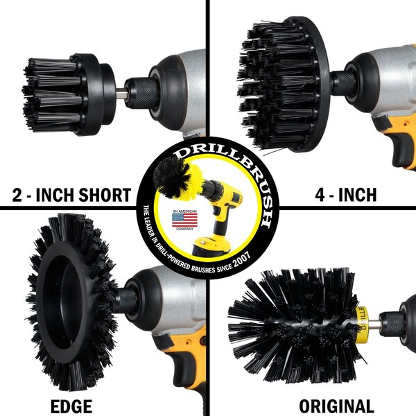Cepillo de Taladro Power Scrubber de Useful Products 5 pulgadas de ancho 5 pulgadas de largo, negro - K-S-E42O-QC-DB