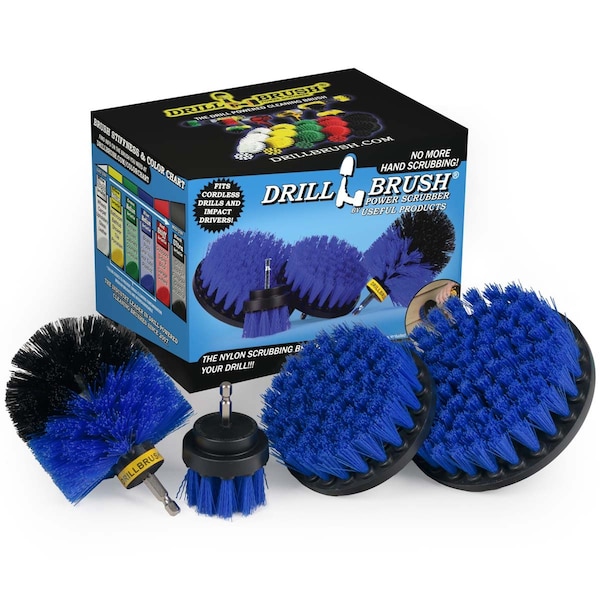 Cepillo de Taladro Power Scrubber de Useful Products 7 pulgadas de ancho 5 pulgadas de largo, Azul - B-S-542O-QC-DB