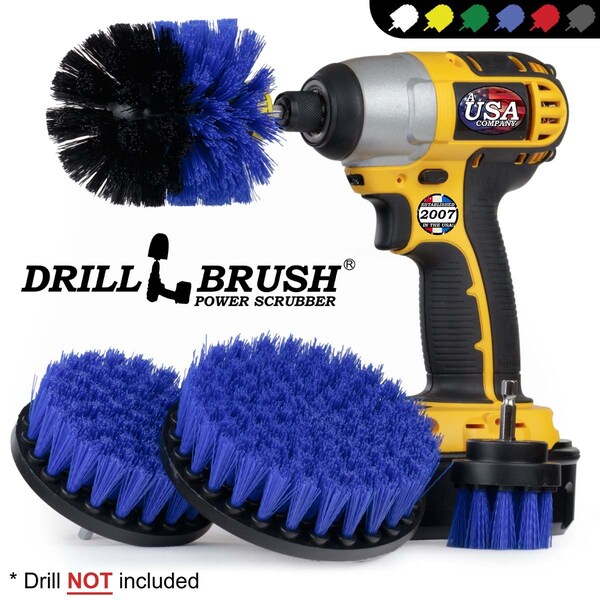 Cepillo de Taladro Power Scrubber de Useful Products 7 pulgadas de ancho 5 pulgadas de largo, Azul - B-S-542O-QC-DB