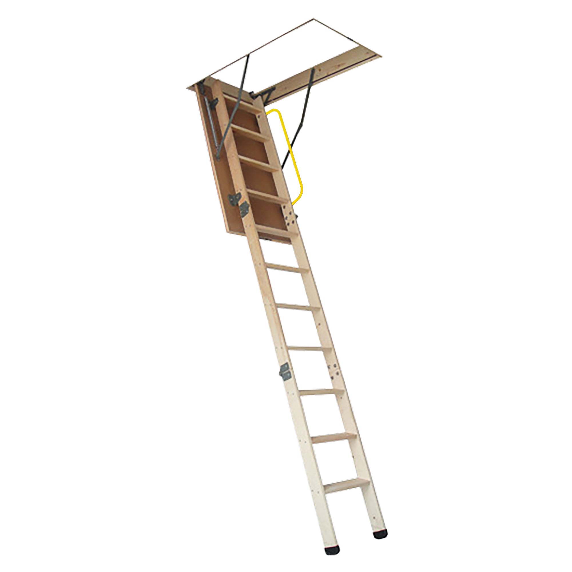 Escalera de ático plegable de madera aislada Nuvo Iron de 8.9 a 10 pies (apertura bruta: 54 pulgadas x 22.5 pulgadas) con capacidad de 330 libras ALW255X54