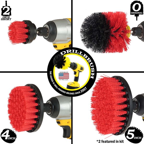 Cepillo de Taladro Power Scrubber By Useful Products 7 in W 5 in L, Rojo - R-S-5542O-QC-DB
