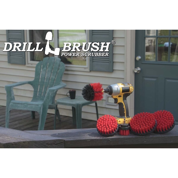 Cepillo de Taladro Power Scrubber By Useful Products 7 in W 5 in L, Rojo - R-S-5542O-QC-DB