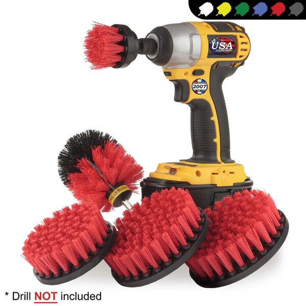 Cepillo de Taladro Power Scrubber By Useful Products 7 in W 5 in L, Rojo - R-S-5542O-QC-DB