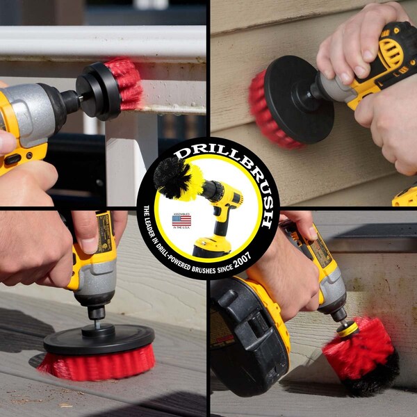 Cepillo de Taladro Power Scrubber By Useful Products 7 in W 5 in L, Rojo - R-S-5542O-QC-DB