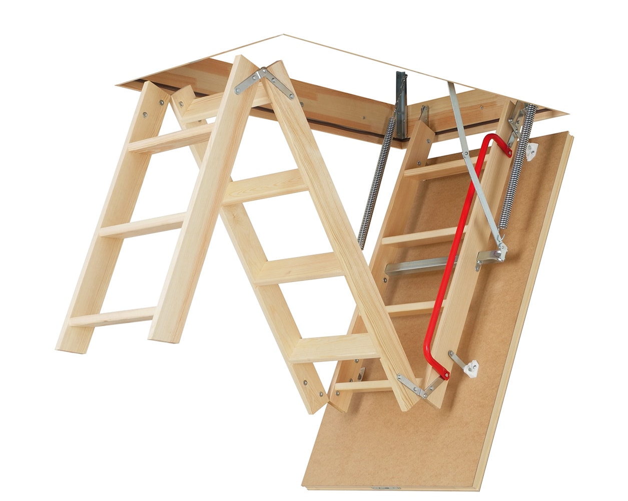 Escalera de ático plegable de madera FAKRO de 7.83 pies a 10.08 pies (apertura bruta: 30 pulgadas x 54 pulgadas) con capacidad de 300 libras 66809