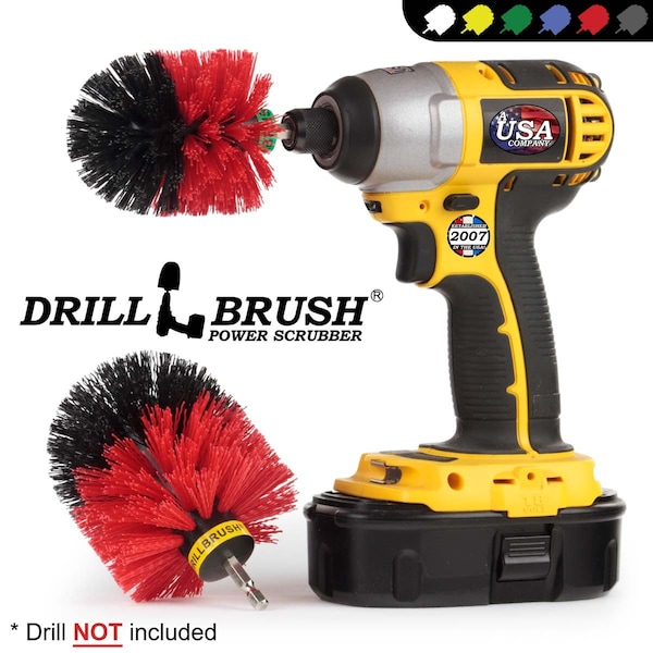 Cepillo rotativo para taladro Drill Brush Power Scrubber de Useful Products 5 pulgadas de ancho y 5 pulgadas de largo, color rojo - R-S-MO-QC-DB