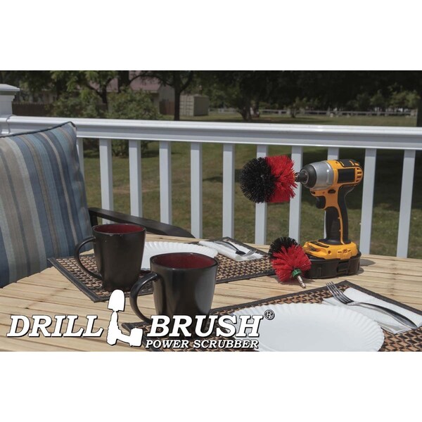 Cepillo rotativo para taladro Drill Brush Power Scrubber de Useful Products 5 pulgadas de ancho y 5 pulgadas de largo, color rojo - R-S-MO-QC-DB