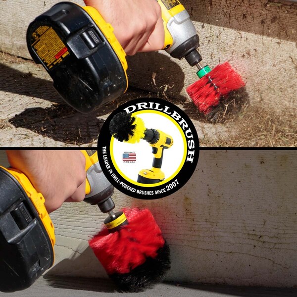 Cepillo rotativo para taladro Drill Brush Power Scrubber de Useful Products 5 pulgadas de ancho y 5 pulgadas de largo, color rojo - R-S-MO-QC-DB