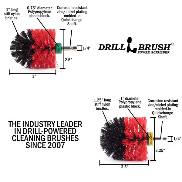 Cepillo rotativo para taladro Drill Brush Power Scrubber de Useful Products 5 pulgadas de ancho y 5 pulgadas de largo, color rojo - R-S-MO-QC-DB