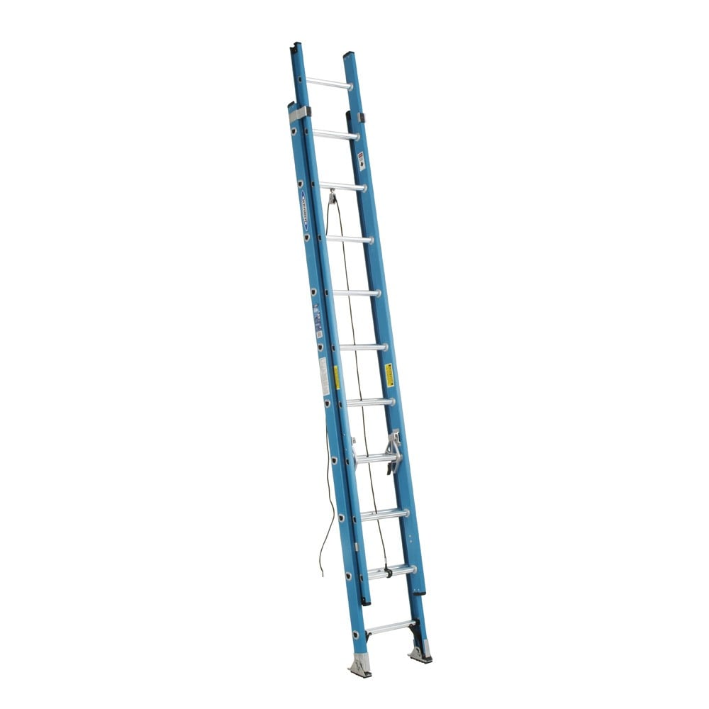 Escalera de extensión de fibra de vidrio tipo 1, capacidad de carga de 250 lb, modelo FE1020-2 de 20 pies (altura de alcance de 19 pies) de Werner FE1000-2