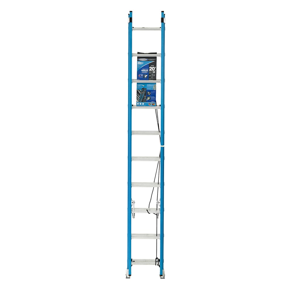 Escalera de extensión de fibra de vidrio tipo 1, capacidad de carga de 250 lb, modelo FE1020-2 de 20 pies (altura de alcance de 19 pies) de Werner FE1000-2
