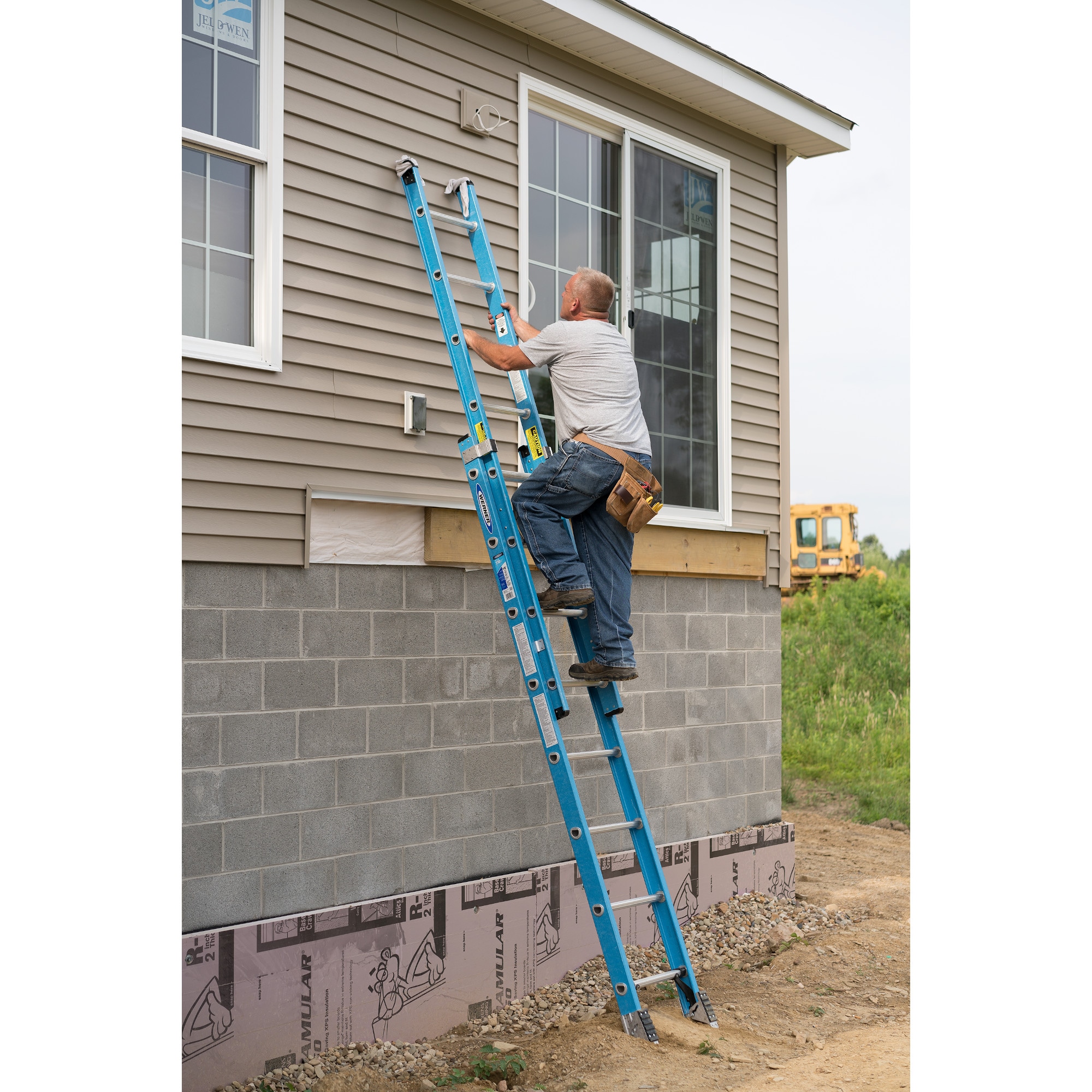 Escalera de extensión de fibra de vidrio tipo 1, capacidad de carga de 250 lb, modelo FE1020-2 de 20 pies (altura de alcance de 19 pies) de Werner FE1000-2