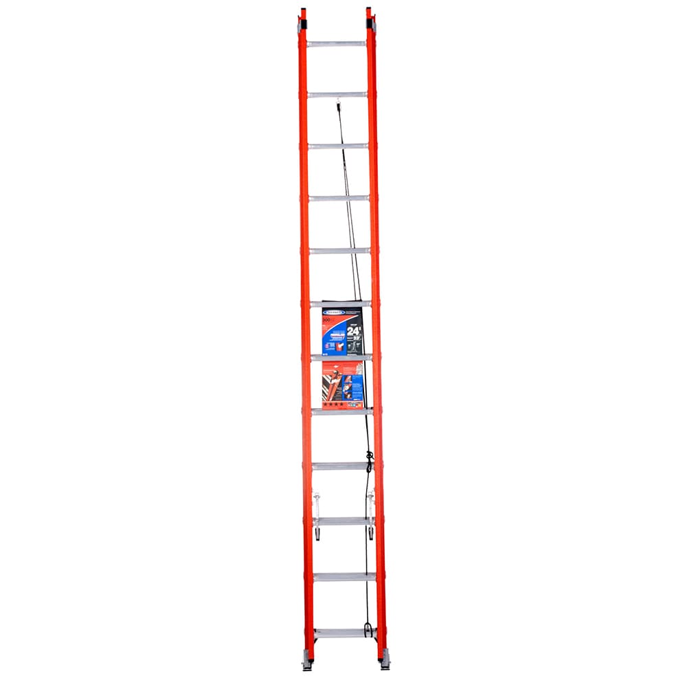 Escalera de extensión de capacidad de carga de 300 lb de fibra de vidrio tipo 1A de 24 pies (altura de alcance de 23 pies) Werner D6200-2. Escalera de extensión D6224-2.
