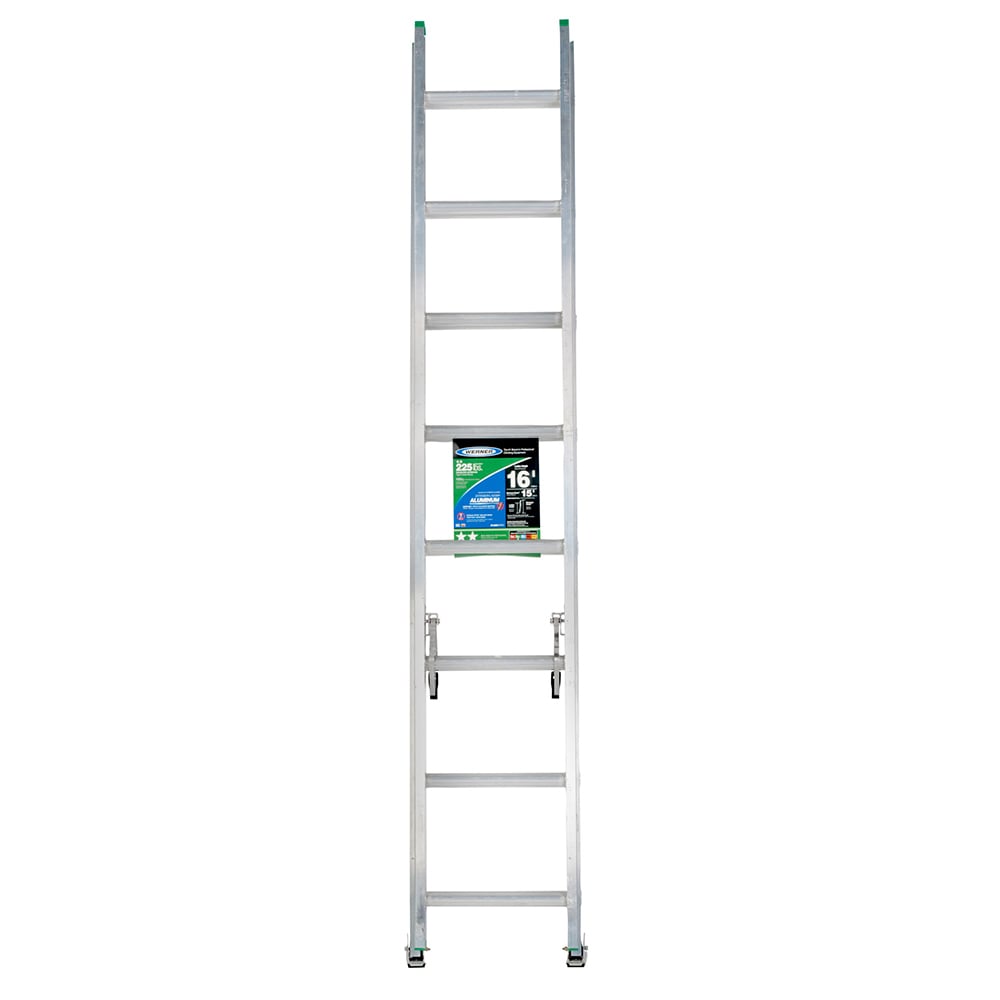 Escalera de extensión de aluminio tipo 2 Werner D1200-2 de 16 pies (15 pies de altura de alcance) - Capacidad de carga de 225 lbs. Escalera de extensión D1216-2
