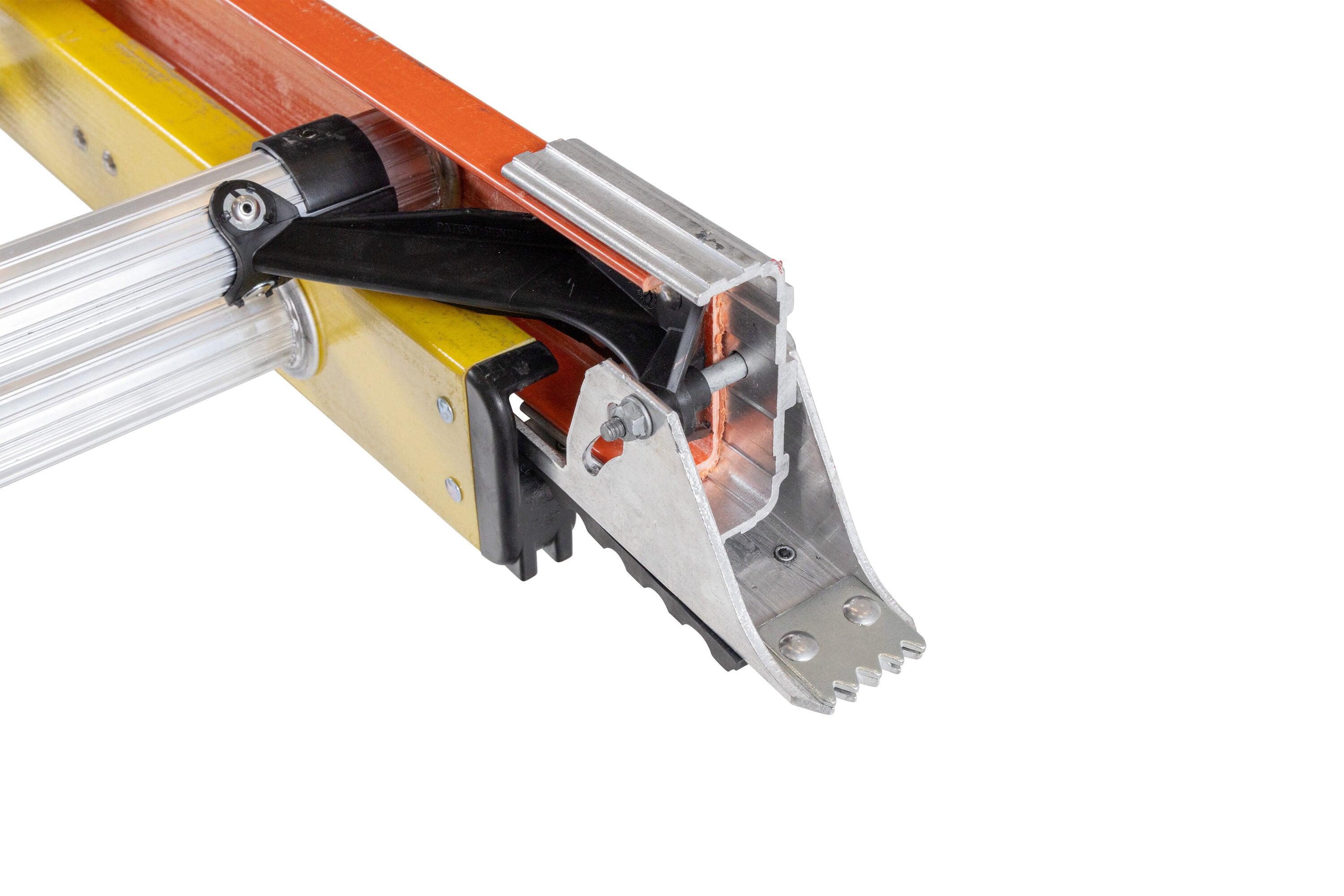 Escalera de extensión de fibra de vidrio tipo 1A Werner Glidesafe de 28 pies (27 pies de altura de alcance) con capacidad de carga de 300 lbs. Modelo T6228-2GS