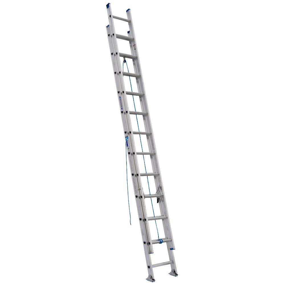 Escalera de extensión de aluminio Tipo 1 Werner D1300-2 de 24 pies (altura de alcance de 23 pies) con capacidad de carga de 250 lbs. Modelo D1324-2