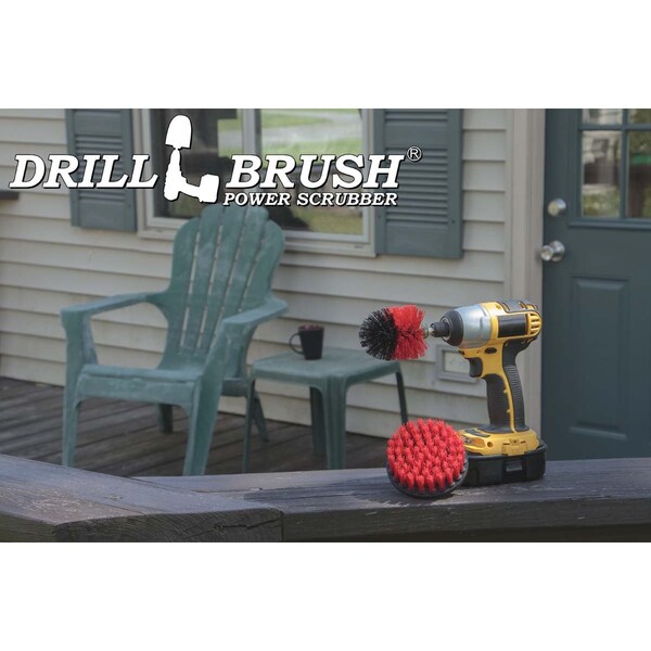 Cepillo taladro Power Scrubber de Useful Products 5 pulgadas de ancho 5 pulgadas de largo, rojo - R-S-4M-QC-DB