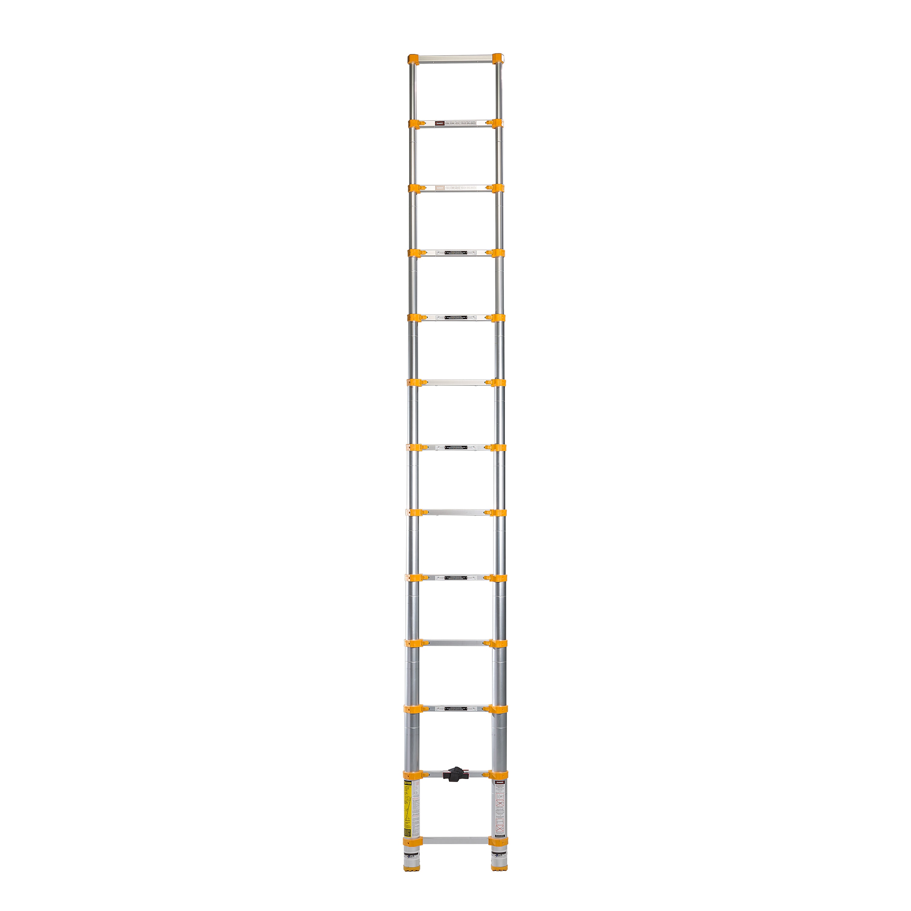 Escalera de extensión telescópica Xtend+Climb ANSI Certified 12.5 pies (16.5 pies de altura máxima) de aluminio tipo 1 con capacidad de carga de 250 lbs. Modelo 770P+.