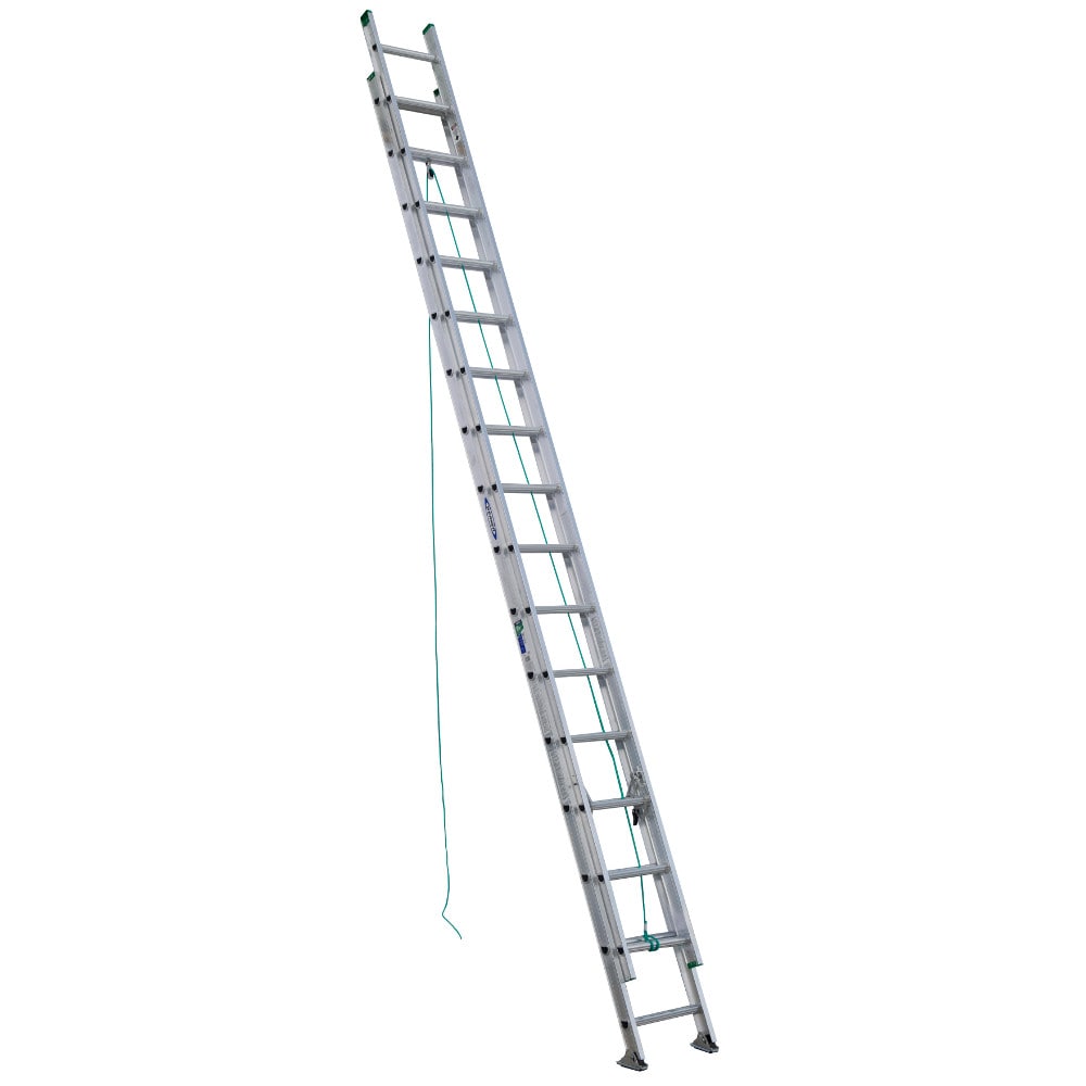 Escalera de extensión Werner D1200-2 de aluminio tipo 2 con capacidad de carga de 225 libras y altura de alcance de 31 pies (32 pies). Modelo de escalera de extensión D1232-2.