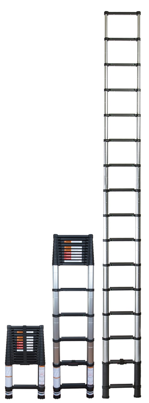 Escalera de extensión telescópica Xtend+Climb ANSI Certified de 15.5 pies (con alcance de altura de 19.5 pies) de aluminio Tipo 1A con capacidad de carga de 300 libras - Modelo CS155+/300