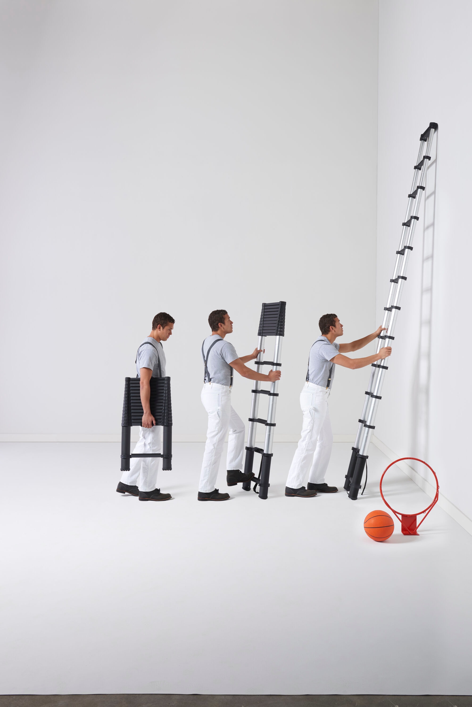 Escalera de extensión telescópica Xtend+Climb ANSI Certified de 15.5 pies (con alcance de altura de 19.5 pies) de aluminio Tipo 1A con capacidad de carga de 300 libras - Modelo CS155+/300