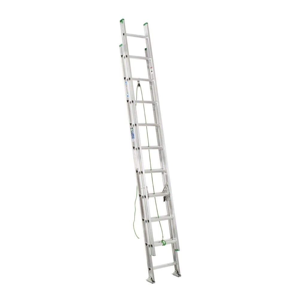 Escalera de extensión de aluminio tipo 2 de capacidad de carga de 225 lb de 20 pies (altura de alcance de 19 pies) Werner D1200-2. Modelo D1220-2 de escalera de extensión.