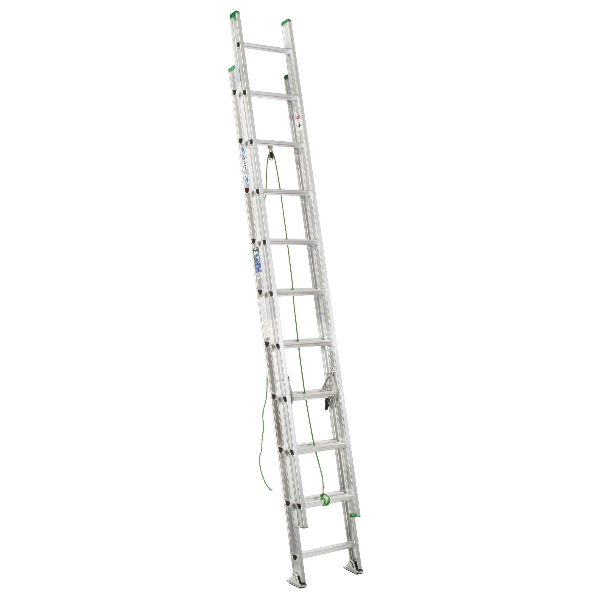 Escalera de extensión de aluminio Werner D1100-2 de 20 pies (19 pies de altura alcanzable) Tipo 3 - Capacidad de carga de 200 libras. Escalera de extensión D1120-2
