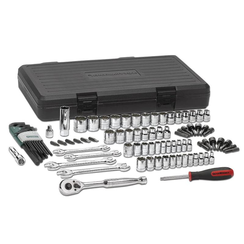 Set de herramientas para mecánicos GEARWRENCH de 1/4 y 3/8 pulgadas de unidad SAE/Métrico (88 piezas) - 80930