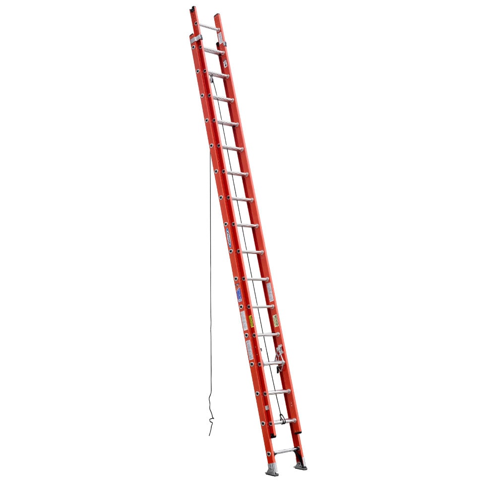 Escalera de extensión Werner D6200-2 de 32 pies (31 pies de altura) de fibra de vidrio Tipo 1A con capacidad de carga de 300 lb. Escalera de extensión D6232-2.
