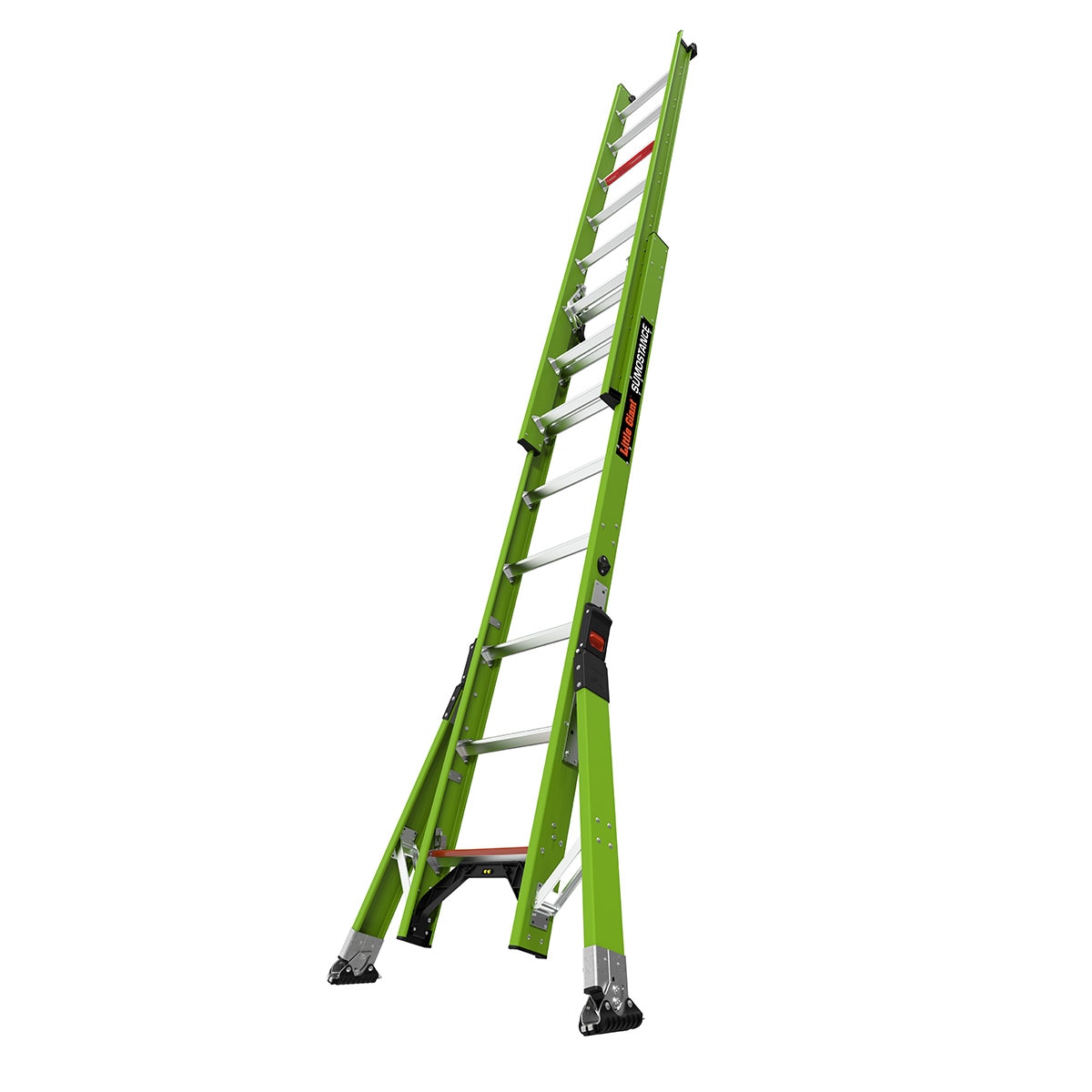 Escalera de extensión telescópica Little Giant Ladders Sumostance M16 16.0 pies (altura de alcance de 16.0 pies) Tipo 1AA de fibra de vidrio - Capacidad de carga de 375 lb. - Escalera de extensión telescópica 17216