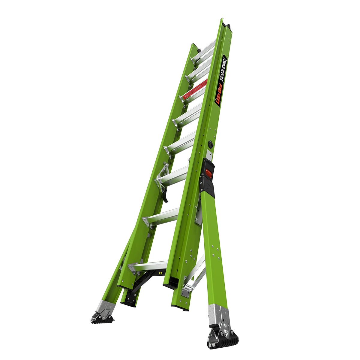 Escalera de extensión telescópica Little Giant Ladders Sumostance M16 16.0 pies (altura de alcance de 16.0 pies) Tipo 1AA de fibra de vidrio - Capacidad de carga de 375 lb. - Escalera de extensión telescópica 17216
