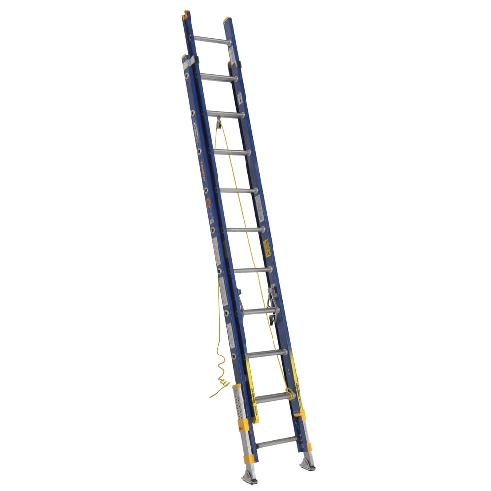 Escalera extensible de fibra de vidrio Equalizer 20 pies (altura de alcance de 19 pies) tipo 1A de Werner - Capacidad de carga de 300 lbs. Modelo D8220-2EQ