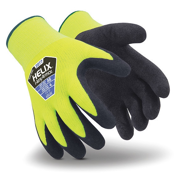 Guantes recubiertos resistentes al corte Hexarmor, Nivel de corte A6, 13 ga, Negro/Amarillo, L - 2077-L (9)
